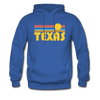 Texas Hoodie - Retro Sunrise Texas Crewneck Hooded Sweatshirt - royal blue