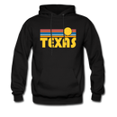 Texas Hoodie - Retro Sunrise Texas Crewneck Hooded Sweatshirt - black