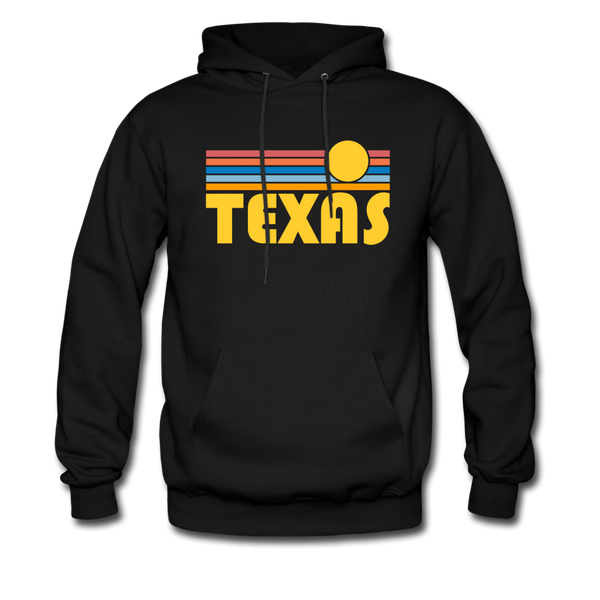Texas Hoodie - Retro Sunrise Texas Crewneck Hooded Sweatshirt - black