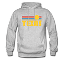 Texas Hoodie - Retro Sunrise Texas Crewneck Hooded Sweatshirt - heather gray