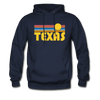 Texas Hoodie - Retro Sunrise Texas Crewneck Hooded Sweatshirt - navy