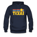Texas Hoodie - Retro Sunrise Texas Crewneck Hooded Sweatshirt - navy