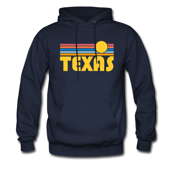 Texas Hoodie - Retro Sunrise Texas Crewneck Hooded Sweatshirt - navy