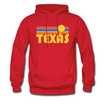 Texas Hoodie - Retro Sunrise Texas Crewneck Hooded Sweatshirt - red