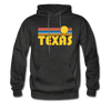 Texas Hoodie - Retro Sunrise Texas Crewneck Hooded Sweatshirt - charcoal gray
