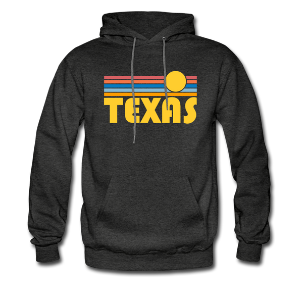 Texas Hoodie - Retro Sunrise Texas Crewneck Hooded Sweatshirt - charcoal gray