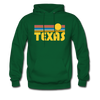 Texas Hoodie - Retro Sunrise Texas Crewneck Hooded Sweatshirt - forest green