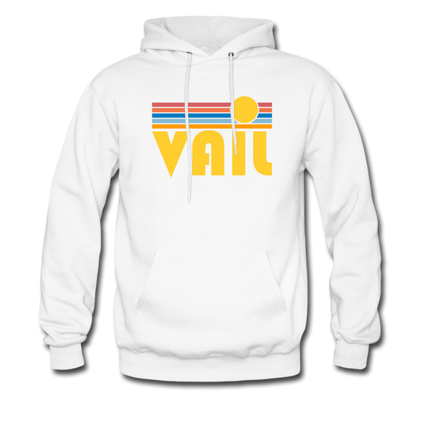 Vail, Colorado Hoodie - Retro Sunrise Vail Crewneck Hooded Sweatshirt - white