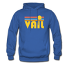 Vail, Colorado Hoodie - Retro Sunrise Vail Crewneck Hooded Sweatshirt - royal blue