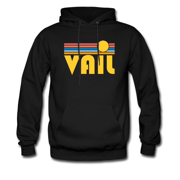 Vail, Colorado Hoodie - Retro Sunrise Vail Crewneck Hooded Sweatshirt - black