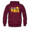 Vail, Colorado Hoodie - Retro Sunrise Vail Crewneck Hooded Sweatshirt - burgundy