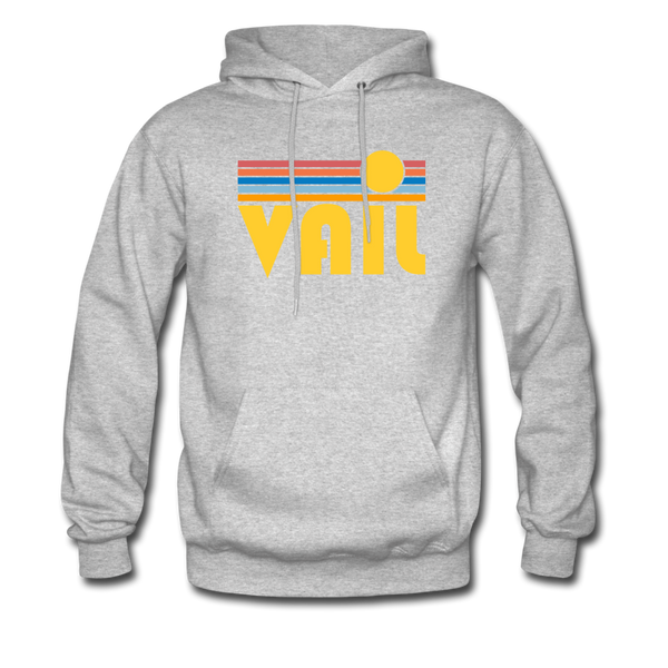 Vail, Colorado Hoodie - Retro Sunrise Vail Crewneck Hooded Sweatshirt - heather gray