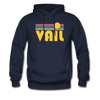 Vail, Colorado Hoodie - Retro Sunrise Vail Crewneck Hooded Sweatshirt - navy