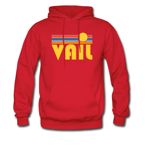 Vail, Colorado Hoodie - Retro Sunrise Vail Crewneck Hooded Sweatshirt - red