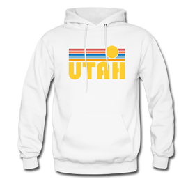 Utah Hoodie - Retro Sunrise Utah Crewneck Hooded Sweatshirt - white