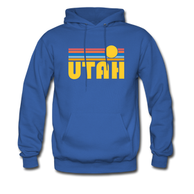 Utah Hoodie - Retro Sunrise Utah Crewneck Hooded Sweatshirt - royal blue