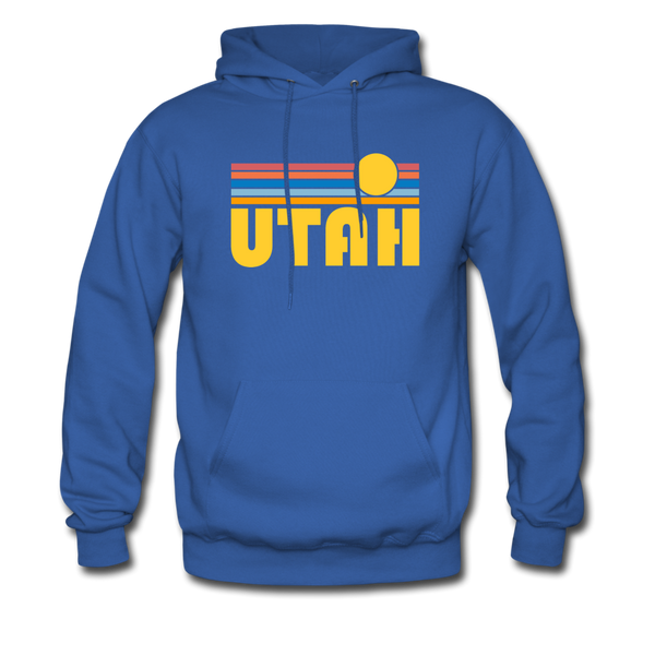Utah Hoodie - Retro Sunrise Utah Crewneck Hooded Sweatshirt - royal blue
