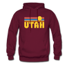 Utah Hoodie - Retro Sunrise Utah Crewneck Hooded Sweatshirt - burgundy