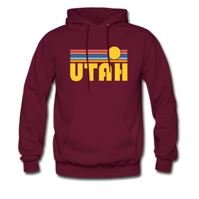 Utah Hoodie - Retro Sunrise Utah Crewneck Hooded Sweatshirt - burgundy
