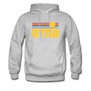 Utah Hoodie - Retro Sunrise Utah Crewneck Hooded Sweatshirt - heather gray