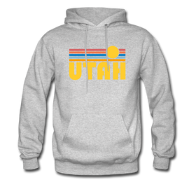Utah Hoodie - Retro Sunrise Utah Crewneck Hooded Sweatshirt - heather gray