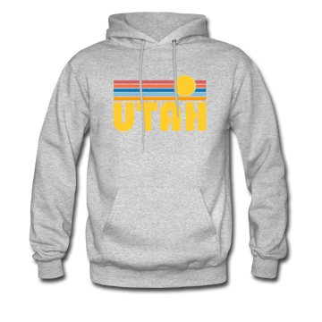Utah Hoodie - Retro Sunrise Utah Crewneck Hooded Sweatshirt - heather gray