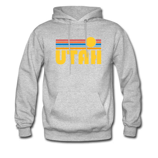 Utah Hoodie - Retro Sunrise Utah Crewneck Hooded Sweatshirt - heather gray