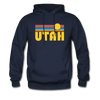 Utah Hoodie - Retro Sunrise Utah Crewneck Hooded Sweatshirt - navy
