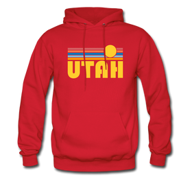 Utah Hoodie - Retro Sunrise Utah Crewneck Hooded Sweatshirt - red