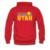 Utah Hoodie - Retro Sunrise Utah Crewneck Hooded Sweatshirt - red