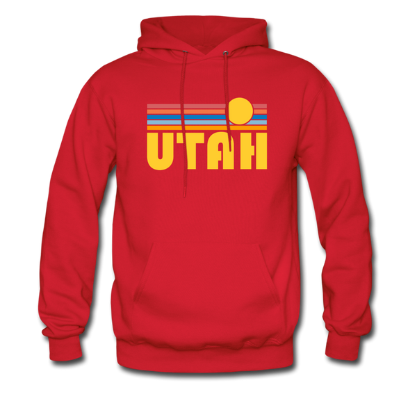 Utah Hoodie - Retro Sunrise Utah Crewneck Hooded Sweatshirt - red
