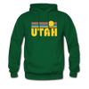 Utah Hoodie - Retro Sunrise Utah Crewneck Hooded Sweatshirt - forest green