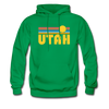 Utah Hoodie - Retro Sunrise Utah Crewneck Hooded Sweatshirt - kelly green