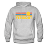 Vermont Hoodie - Retro Sunrise Vermont Crewneck Hooded Sweatshirt - heather gray