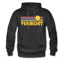 Vermont Hoodie - Retro Sunrise Vermont Crewneck Hooded Sweatshirt - charcoal gray
