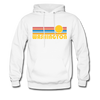 Washington Hoodie - Retro Sunrise Washington Crewneck Hooded Sweatshirt - white