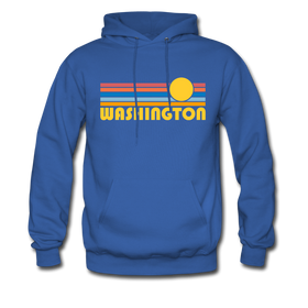 Washington Hoodie - Retro Sunrise Washington Crewneck Hooded Sweatshirt - royal blue