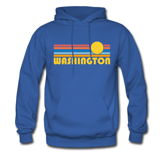 Washington Hoodie - Retro Sunrise Washington Crewneck Hooded Sweatshirt - royal blue