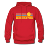 Washington Hoodie - Retro Sunrise Washington Crewneck Hooded Sweatshirt - red