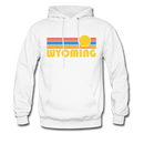 Wyoming Hoodie - Retro Sunrise Wyoming Crewneck Hooded Sweatshirt - white