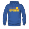 Wyoming Hoodie - Retro Sunrise Wyoming Crewneck Hooded Sweatshirt - royal blue