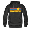 Wyoming Hoodie - Retro Sunrise Wyoming Crewneck Hooded Sweatshirt - charcoal gray