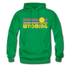Wyoming Hoodie - Retro Sunrise Wyoming Crewneck Hooded Sweatshirt - kelly green