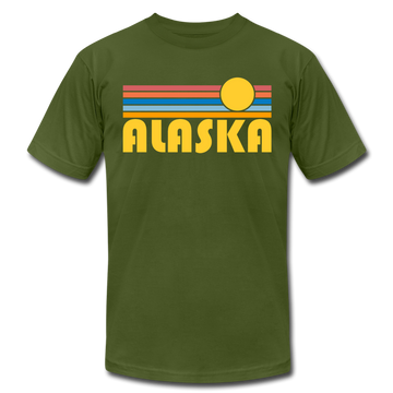 Alaska T-Shirt - Retro Sunrise Unisex Alaska T Shirt - olive