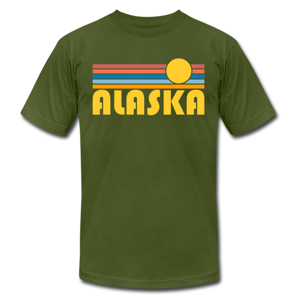 Alaska T-Shirt - Retro Sunrise Unisex Alaska T Shirt - olive