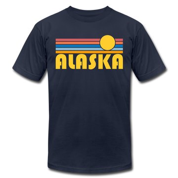 Alaska T-Shirt - Retro Sunrise Unisex Alaska T Shirt - navy
