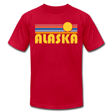 Alaska T-Shirt - Retro Sunrise Unisex Alaska T Shirt - red
