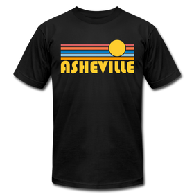 Asheville, North Carolina T-Shirt - Retro Sunrise Unisex Asheville T Shirt - black
