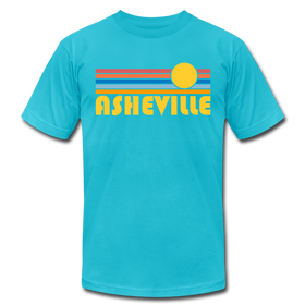 Asheville, North Carolina T-Shirt - Retro Sunrise Unisex Asheville T Shirt - turquoise