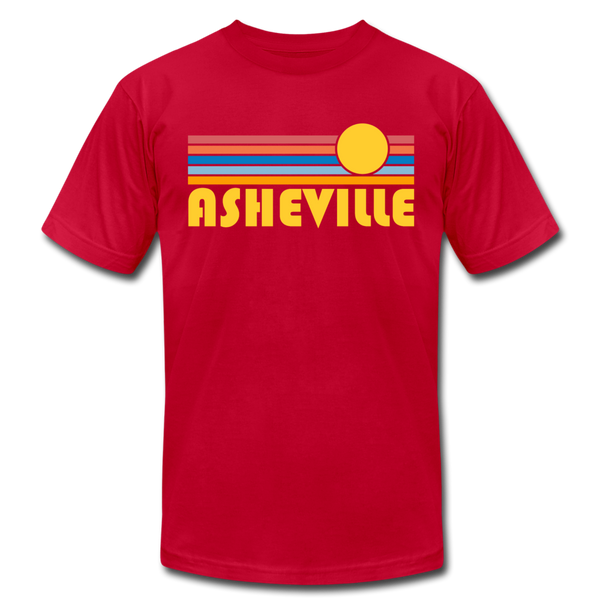 Asheville, North Carolina T-Shirt - Retro Sunrise Unisex Asheville T Shirt - red